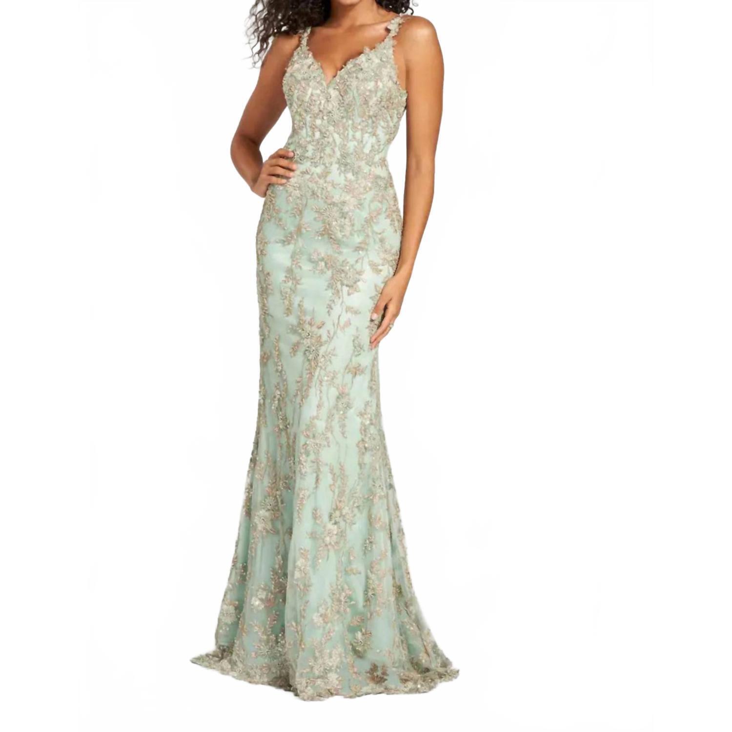 New Mon Cheri Tulle Lace Gown In Ivy